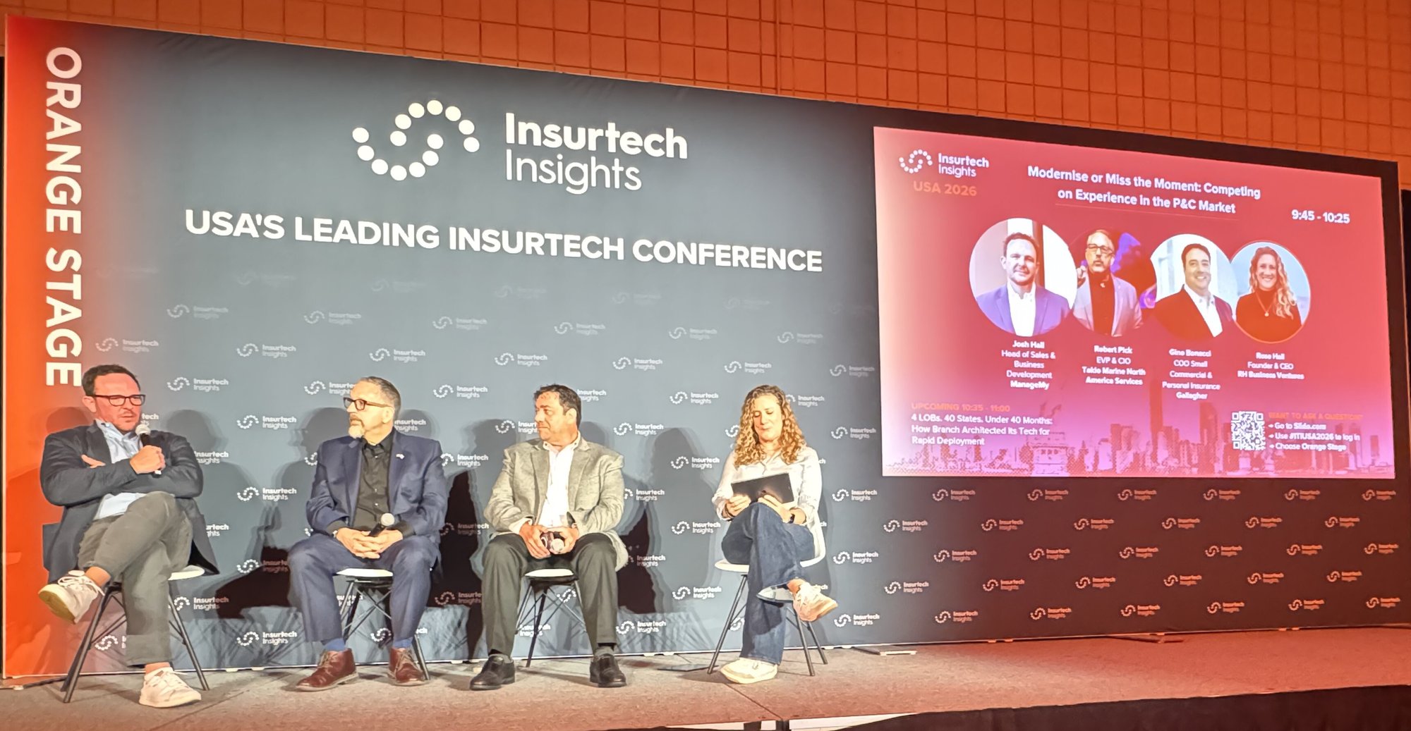 Josh Hall on stage at InsurTech Insights